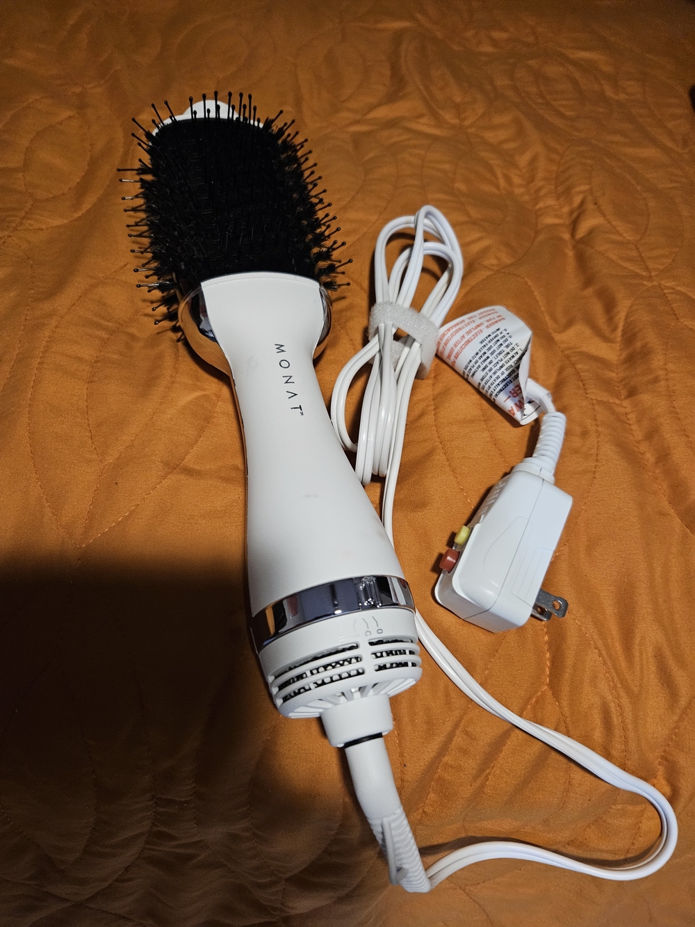 MONAT White Hot Air Paddle Brush - Heated Styling Brush for Smooth Hair